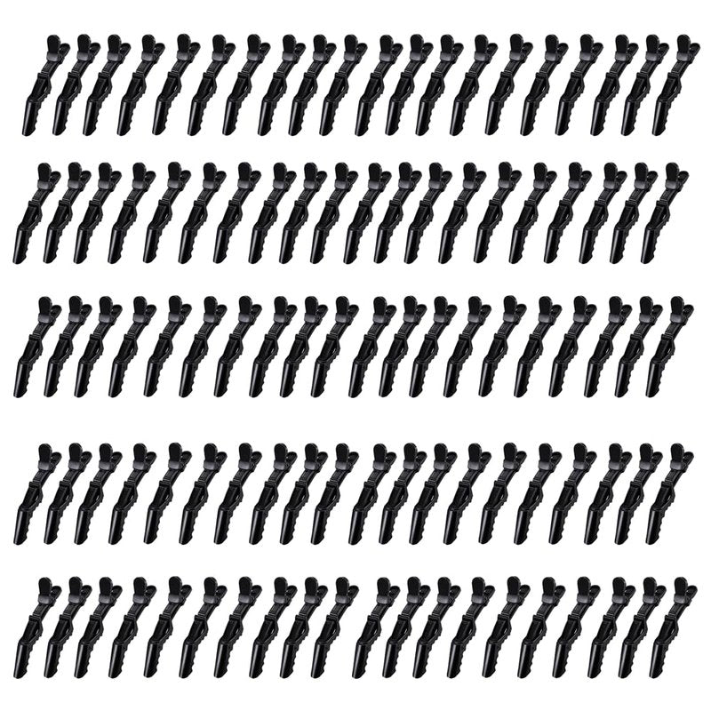 Alligator Hair Clips for Women - 100 Pcs Professional Styling Clips with Wide Teeth & Double-Hinged Design | Black