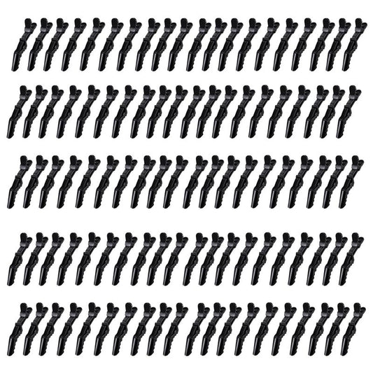 Alligator Hair Clips for Women - 100 Pcs Professional Styling Clips with Wide Teeth & Double-Hinged Design | Black
