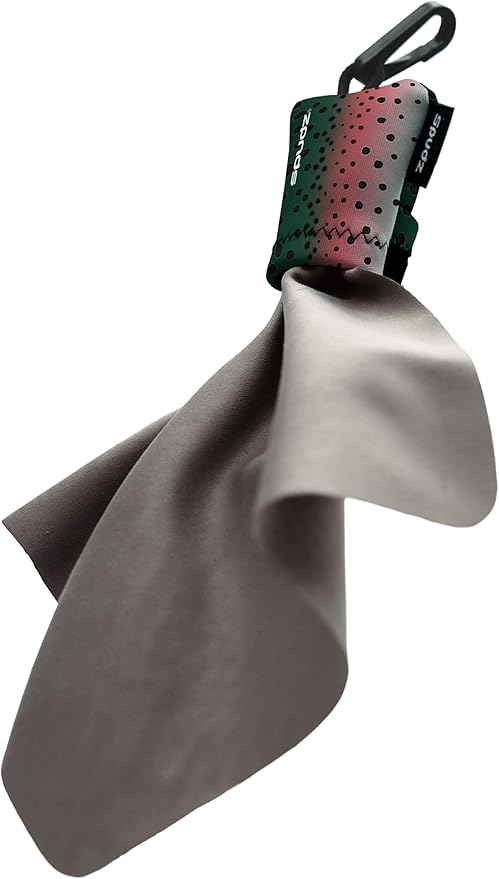 SPUDZ Ultra Microfiber Lens Cleaner with Closeable Bottom – Clip-On Pouch, Washable – for Binoculars, Scopes, Glasses, Screens | Ultra Mountain Rainbow, 6 x 6 Inch