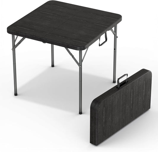 Modern Space 34" Square Foldable Table - Heavy Duty Portable Design with Built-In Handle | Ideal for Events, Picnics, and More