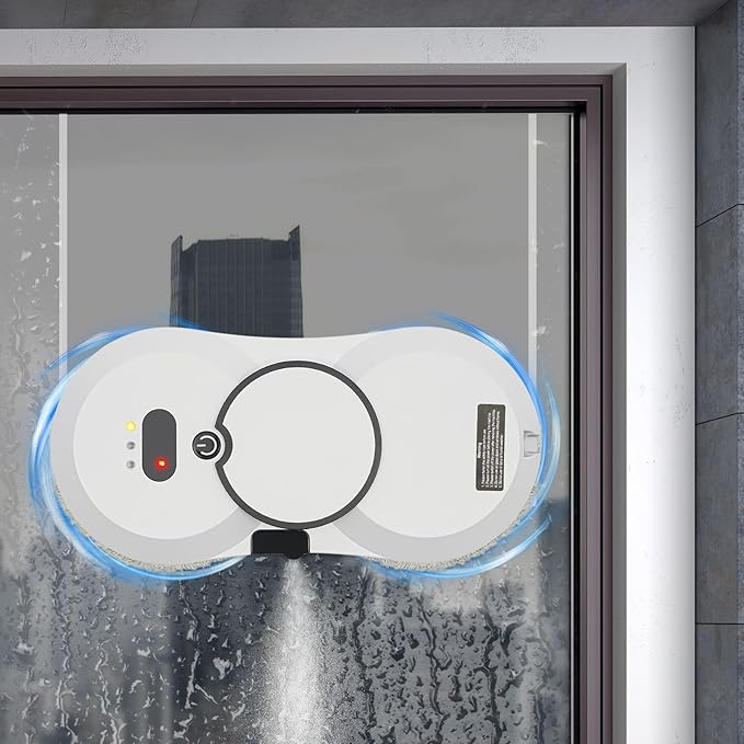 Smart Glass Cleaner - Automatic Window Washer with Strong Suction, Remote Control for Glass/Door/Tiles (White)