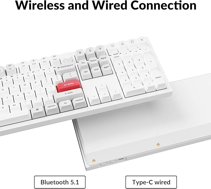 Keychron Q6 Pro Full Aluminum RGB Wireless/Wired Custom Mechanical Keyboard, Full-Size QMK/VIA Programmable Knob KSA Double-Shot PBT Keycaps Hot-Swappable Red Switch, Mac Windows Linux-White