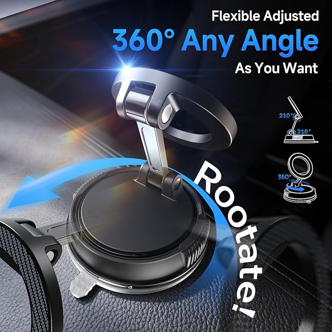 ANDERY Car Phone Holder for Magsafe [78+LBS Strongest Suction & 2400gf Magnetic] 360° Adjustable Car Phone Mount, Phone Holders for Your Car for iPhone 17 Pro Max 16 15 14 13 12 Plus Air, Carbon Fiber