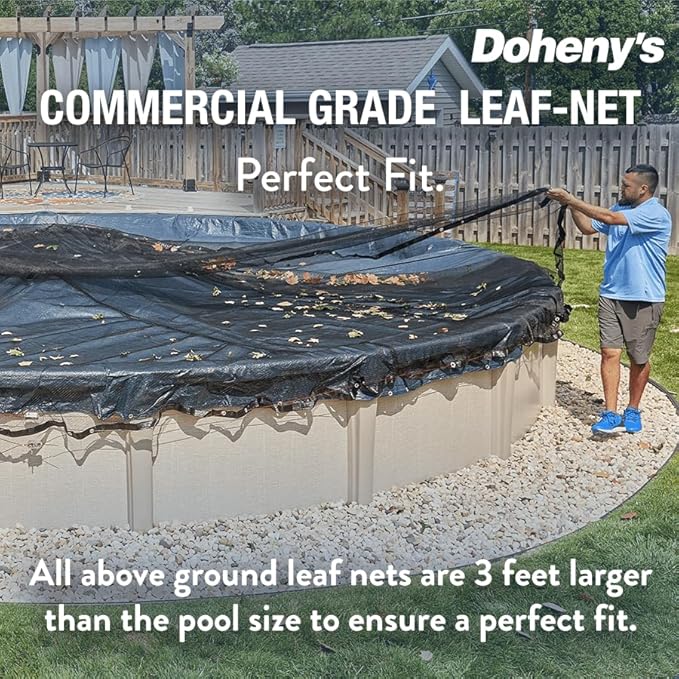 Doheny’s Professional Grade Leaf Nets for Above Ground Pools – 12' x 24' Oval – Makes Clean-Ups Fast – Lightweight, Versatile & Durable – Keeps Leaves Out