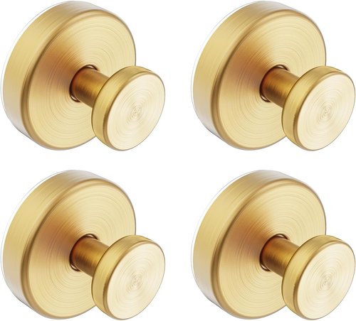 Bntuk Suction Cup Hooks - Removable Towel Hooks for Bathroom & Shower | 4 Pack, Gold Finish