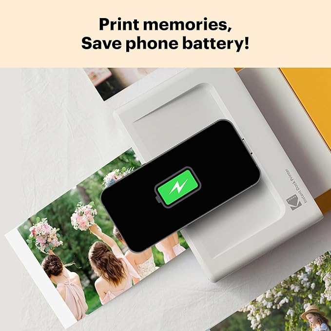 KODAK Dock Plus 4x6'' Photo Printer, 50 Sheets Gift Bundle, Docking & Bluetooth Smartphone Printer for iPhone & Android, Instant Color Prints, 4PASS Dye Sublimation