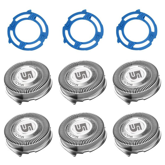 SH50 Replacement Heads with Blade Retaining Rings for Philips Norelco 5000 Series 6-pc Pack