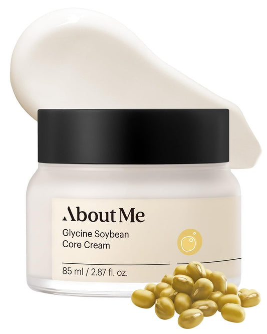 About Me Korean Soy Protein Face Cream - Glycine Soybean Core Moisturizer with 13 Peptides, Hydrolyzed Soy + Niacinamide + Hinoki + Cocoa, Skin Density Firming, Vegan Fragrance-Free, 2.87 fl oz