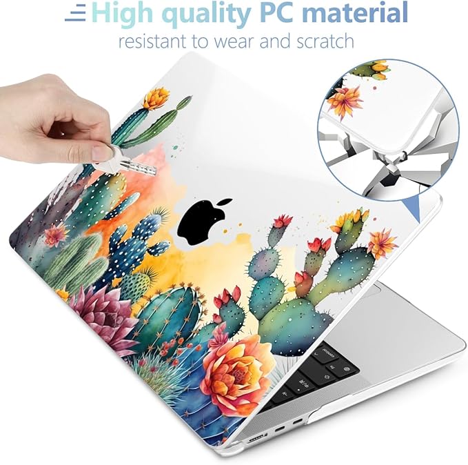 MEEgoodo Case for M5/M4/M3/M2 MacBook Air 13.6 inch 2026 2025 2024 2022, Fit Model A3449/A3240/A3113/A2681, Case Compatible with MacBook Air 13 inch, Tropical Cactus