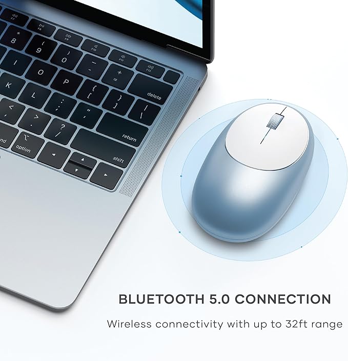 Satechi M1 Wireless Bluetooth Mouse, USB-C Rechargeable, Compact & Portable, for MacBook Air/Pro/Neo, iPad Air/Pro, iPad mini, Mac mini, iMac & Windows - Blue