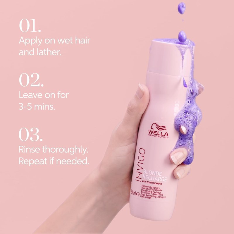 Wella Professionals Blonde Recharge Cool Shampoo - Color Enhancing Formula for Radiant Blonde Hair