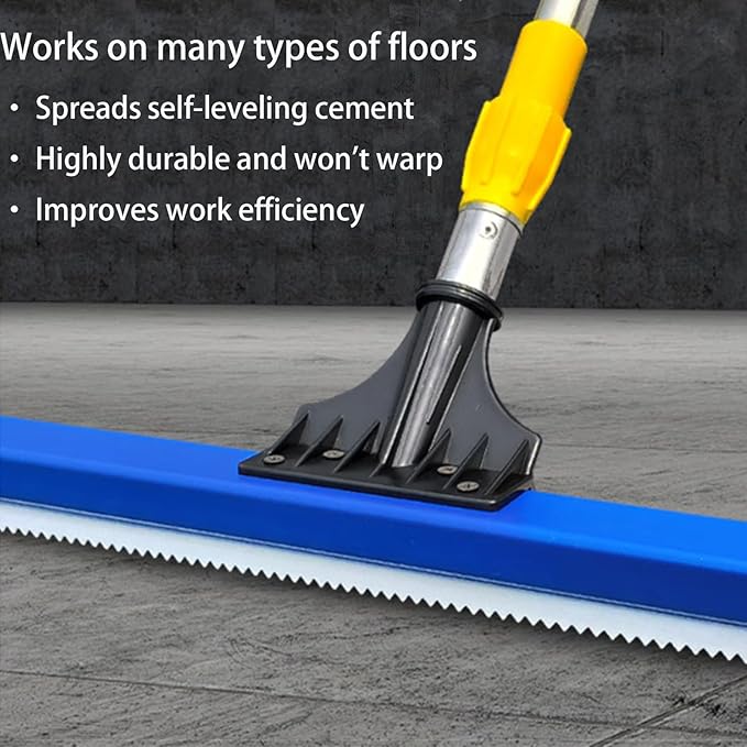 24in Epoxy Squeegee, Teeth Notched Squeegee for Self Leveling Cement Urethane Epoxy Floor Wall Spreader, Lightweight Professional Epoxy Tool for Garage Floors Driveways Walls