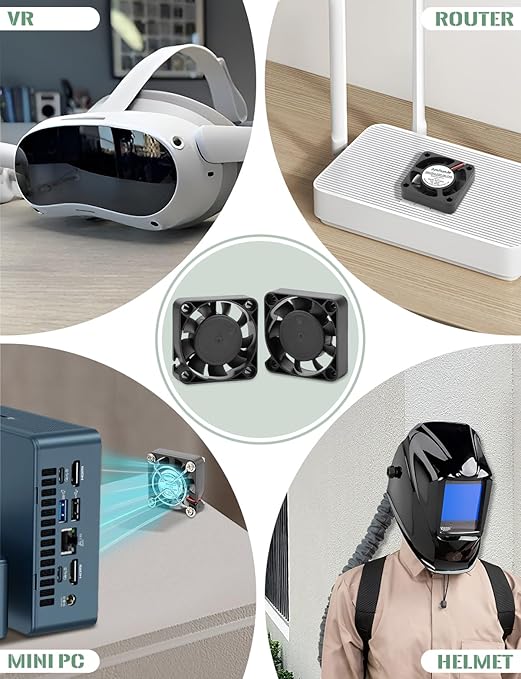 AmRunJe USB Fan 40mm 2 Packs, 5V Mini Cooling Brushless Fan for PC Computer PlayStation Xbox Router, Small Box Fan for Terrarium Aquarium Helmet Raspberry Pi