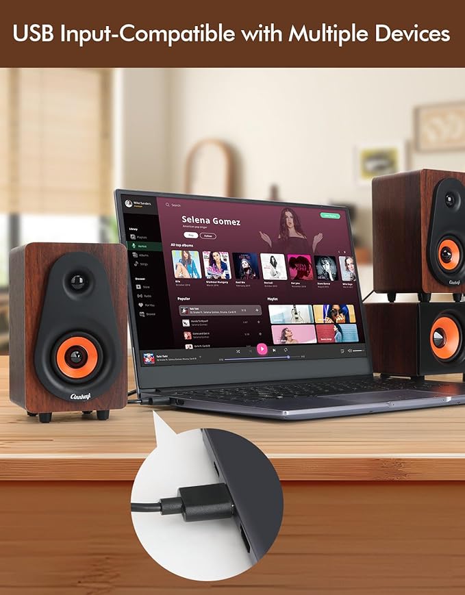 cinnkeyi 2.1 Computer Speakers with Subwoofer, Stereo Mid-High Dual Speakers, Bluetooth/USB Dual Mode PC Speakers, Volume Knob Control, Desktop Sound System for Laptop/PC/Tablet (C5212-US)