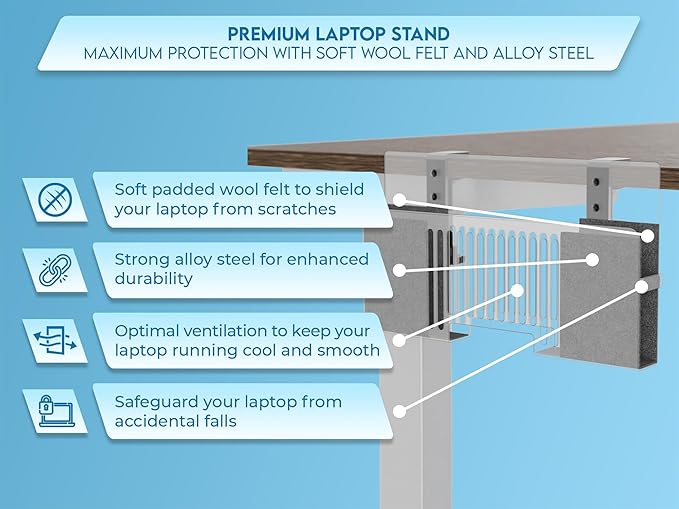 HAVYO Vertical Side-Mount Laptop Holder Bracket for Desk Storage -fits: Dell/Acer/ASUS/XPS/MacBook/Surface/Lenovo/HP/Gaming Laptops (up to 16 inches) (Perforated Steel, Alloy Steel)