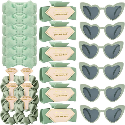 Bridesmaid Scrunchies | Proposal Gifts & Bachelorette Hair Clips - Sage Green, 24pcs for Wedding Party Favors
