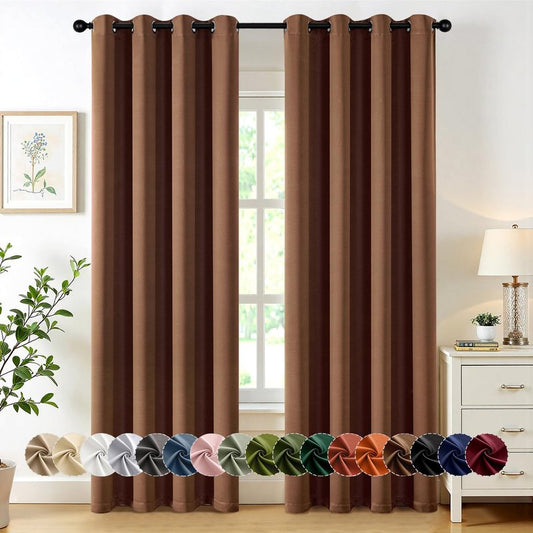 MIULEE Cappuccino Brown Blackout Curtains for Bedroom Living Room 84 Inches Long 2 Panels, Thermal Insulated Room Darkening Drapes Grommet Noise Reduction Light Blocking Window Treatments 50x84 Inch