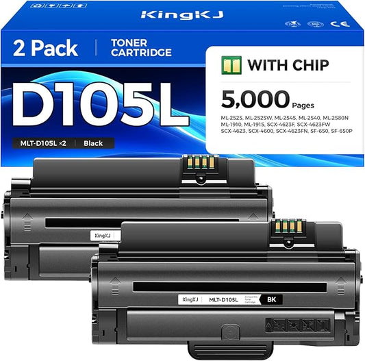 KingKJ MLT-D105L Toner Cartridge Black 2-Pack