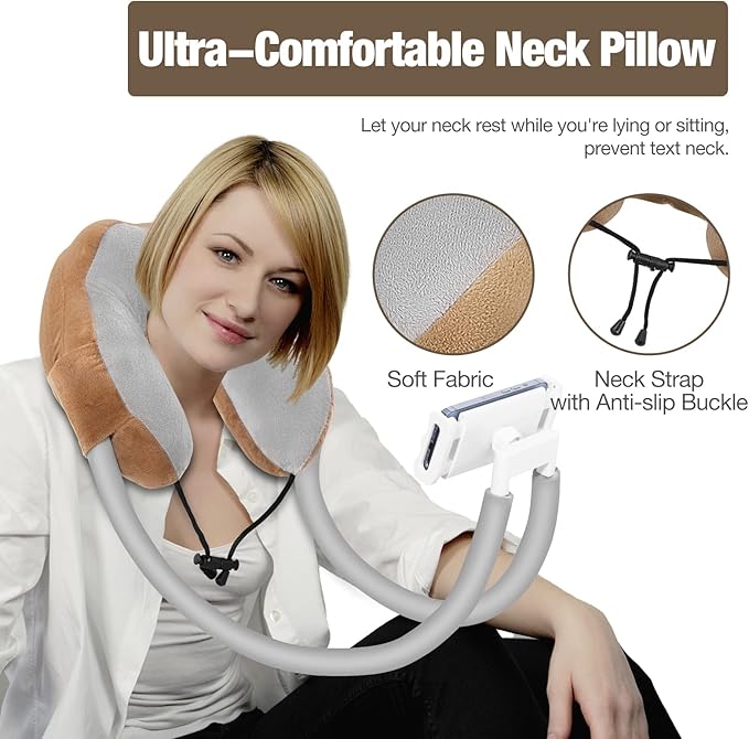MoKo Neck Phone Holder, Lazy Gooseneck Phone Pillow Holder Bracket, 360°Rotate Phone Tablet Stand for 5.5-11" Device, fits iPhone 17/17 Air/17 Pro/17 Pro Max, iPhone 16/Pro/Pro Max/Plus, iPhone 15/Pro