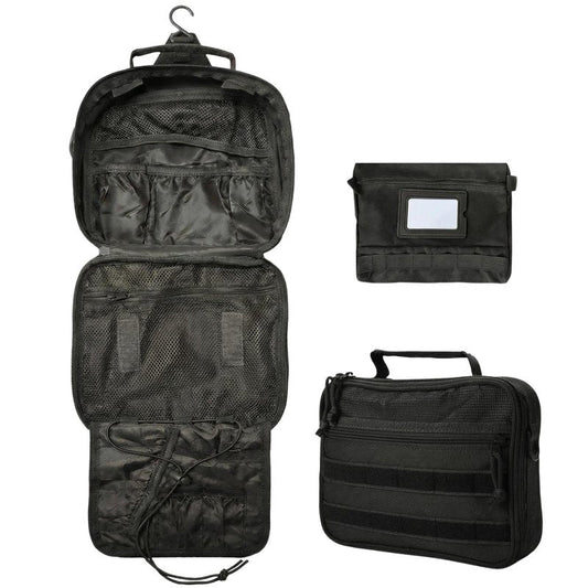 VELVEBAG ﻿Tactical Toiletry Bag for Men, Mens Toiletry Travel Bag, Hanging Dopp Kit Waterproof TravelShaving Hygiene Bag, Bathroom Multi-pocket Organizer, for Short Trips, Camping & Gym, Black
