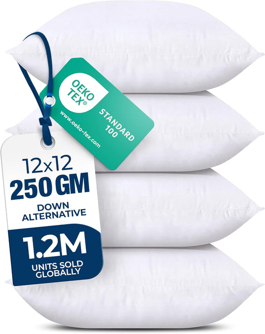 Utopia Bedding Throw Pillows - Set of 4 Fluffy 12 x 12 Inch Down Alternative Pillows for Home Decor