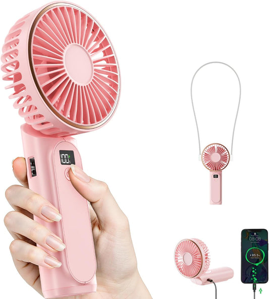 TUNISE Portable Handheld Fan - 4000mAh Battery, 6 Speed Adjustable Wind | USB Rechargeable & Foldable