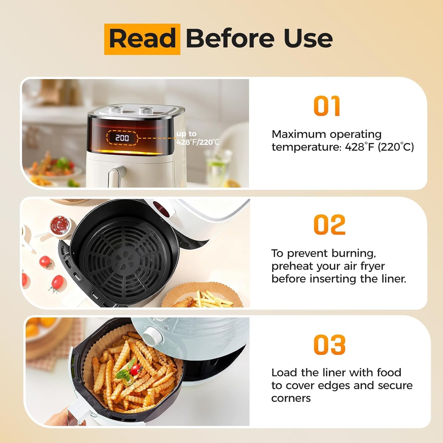 Vailnd Air Fryer Liners - 150 Pcs Heavy-Duty Non-Stick Parchment Paper Sheets | 8" Round for 5-8 Qt Air Fryers