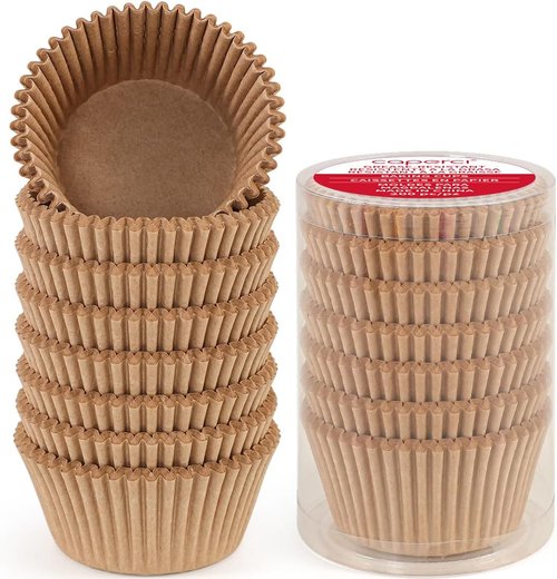 Caperci Cupcake Liners - Greaseproof Baking Cups for Weddings & Parties | 200 Count Natural