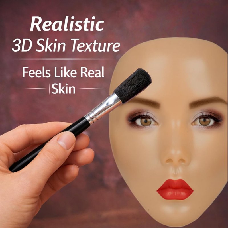Silicone Makeup Practice Face - Realistic Reusable Mannequin Head with Full Kit, Wigs & Lashes for Beginners | Ideal for Kids & Beauty Students