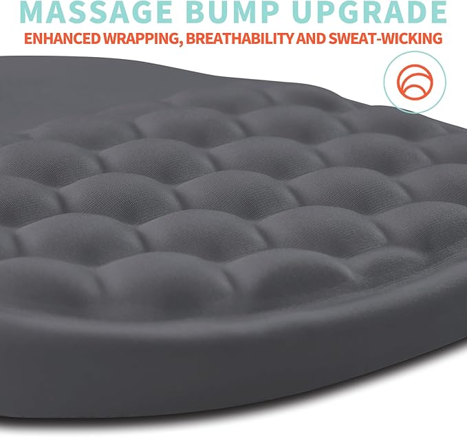 Kuosgm Ergonomic Mouse Pad Wrist Support with Memory Foam Massage Bulge, Carpal Tunnel Pain Relief Mousepad Wrist Rest for Mouse(12x8 inch, Dark Grey)