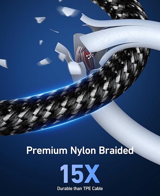 USB Cable Type C Fast Charging Cable, 5 Pack[3/6/6/10/10FT] Braided C Charger Cable Compatible with iPhone 17/16/15, Samsung Galaxy S10 S9 S8 Plus, Note 10 9 8, LG V50 V40 G8 G7