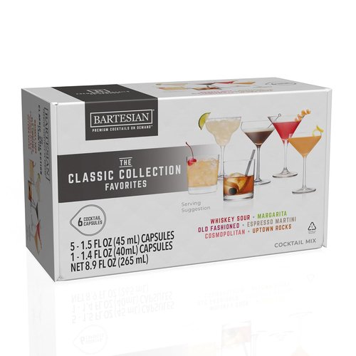 Bartesian - Classic Collection Capsules Variety Pack of 6 for Premium Cocktail Maker