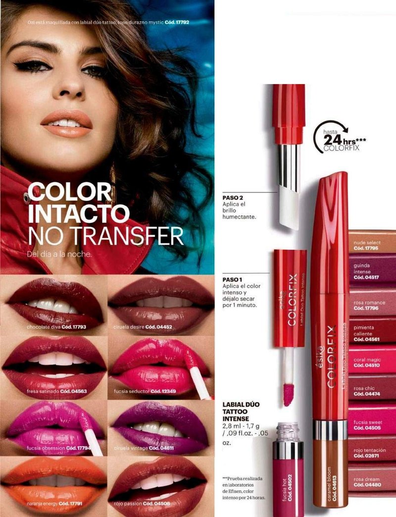 Esika Colorfix Duo Tattoo Intense Lipstick, 24 Hrs Long Lasting High Color Load, Color: Rosa Chic
