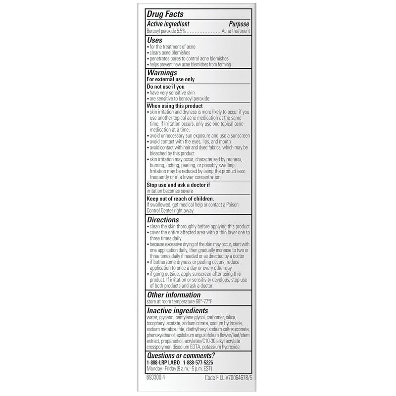 La Roche-Posay Effaclar BPO Multi-Target Acne Treatment with 5.5% Micronized Benzoyl Peroxide, Acne Cream for Face, Targets Oily Skin, Blackheads & Prevents Pimples, Dermatologist Recommended, 20ml