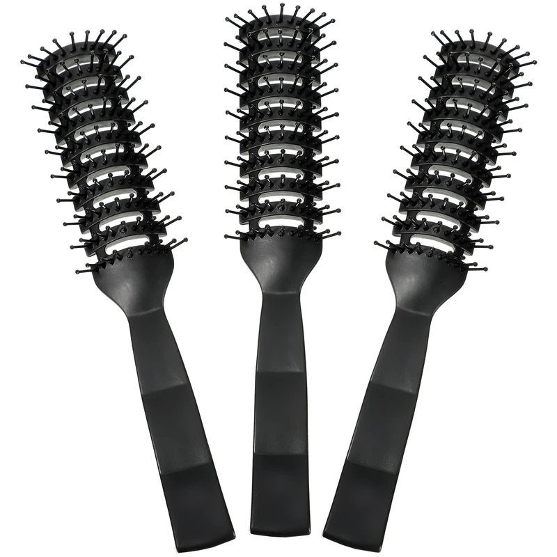 Patelai 3 Pieces Vent Hair Brush for Men Women Black Plastic Styling Hair Brush Anti Static Bristles for Wet Short Curly Straight Hairs Blow, Drying Quickly, Speed Blow Pain-free Detangling Brushes