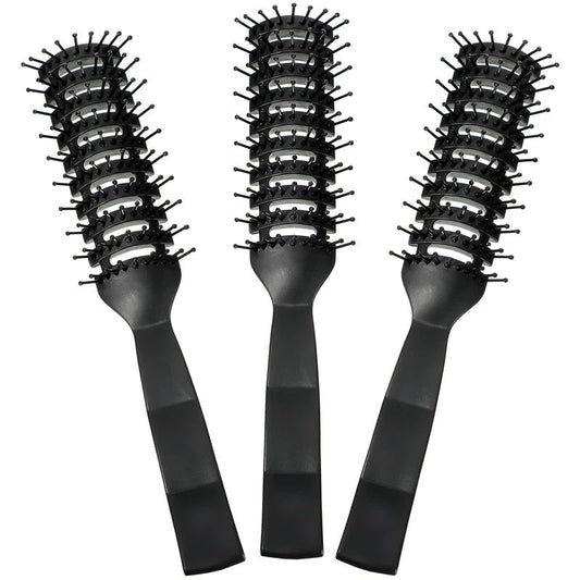 Patelai 3 Pieces Vent Hair Brush for Men Women Black Plastic Styling Hair Brush Anti Static Bristles for Wet Short Curly Straight Hairs Blow, Drying Quickly, Speed Blow Pain-free Detangling Brushes