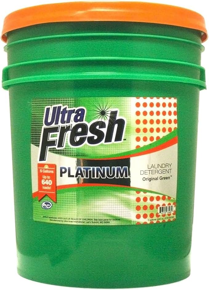 Ultra Fresh 3X Platinum 5 Gallon Laundry Detergent Liquid for All Machine Types with Easy Dispensing Pump, Up to 640 Loads, Original Green (3 Pack)