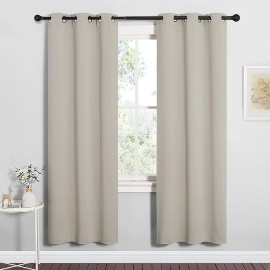 NICETOWN Blackout Curtains - Thermal Insulated Drapes for Bedroom & Living Room | 34" x 72" Natural