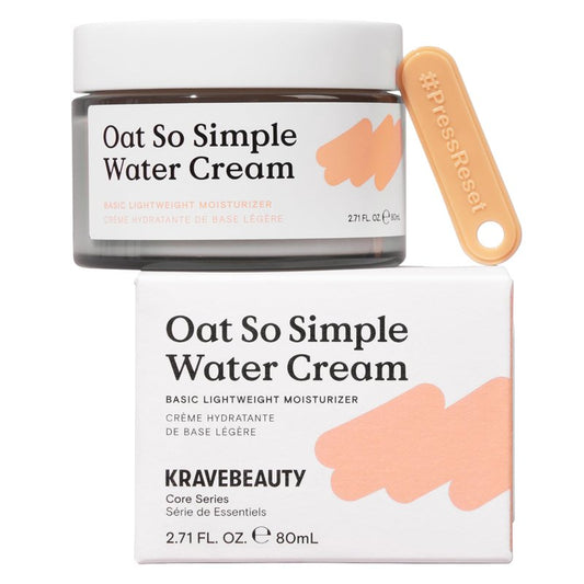 KraveBeauty Oat So Simple Water Cream Moisturizer, Calming, Lightweight Hydrating Gel Face Cream for Sensitive Skin with Oat Extract & Squalane, Fragrance Free, 80 mL