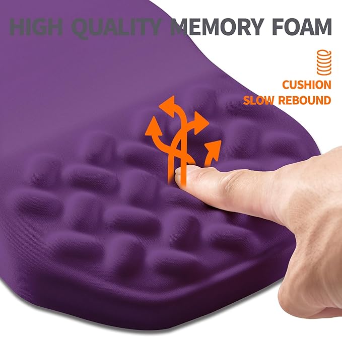 Armanza Ergonomic Slope Mouse Pad Wrist Support, Wrist Rest Mousepad for Carpal Tunnel Pain Relief with Massage Bulge and Slow Rebound Memory Foam (12x8 inch, Deep Purple)