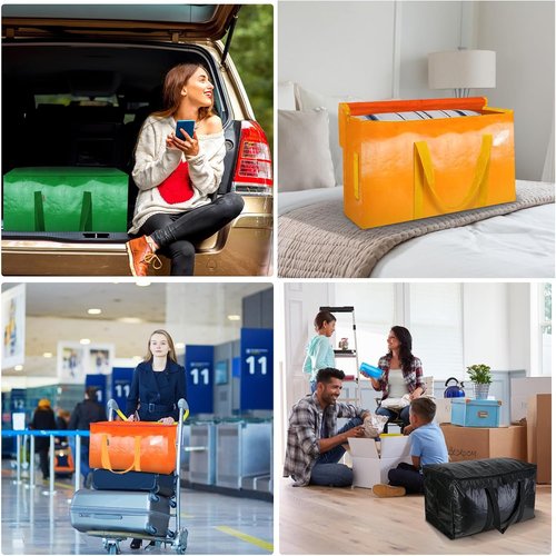 BALEINE Oversized Moving Bags - Heavy-Duty Storage Totes with Reinforced Handles | Light Yellow, 8-Pack
