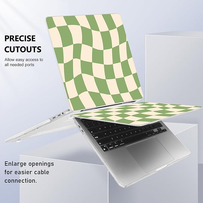 Lepeoac for MacBook Pro 16 inch Case 2019 2020 Release Model A2141, Plastic Hard Shell Cover with Keyboard Cover & Screen Protector for MacBook Pro 16 inch with Touch Bar & Touch ID, Green Checkered
