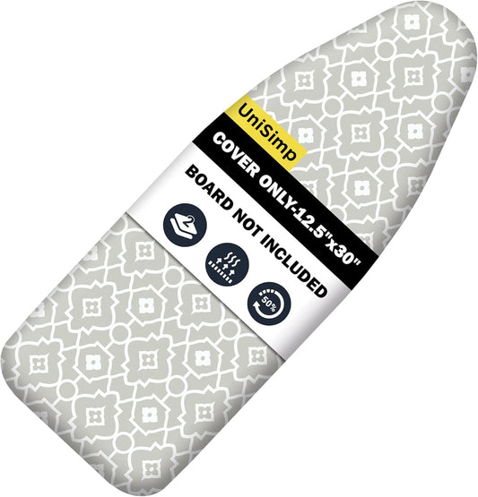 UniSimp Small Ironing Board Cover - Heat Resistant Cotton Canvas Pad | 12.5"x30" Geometric Design