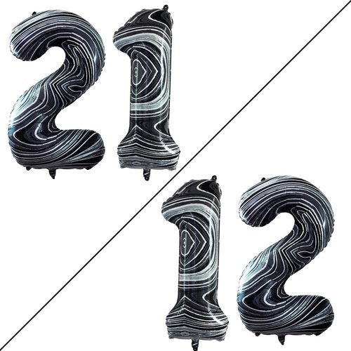 GOER Jumbo Number 12 Balloons - 42 Inch Foil Helium Decorations for 12th Birthday Party | Marble Black
