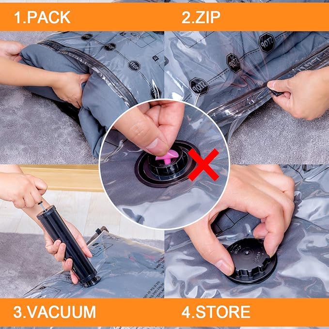 GONGSHI Vacuum Storage Bags, Space Saver Seal Bags For Clothing, Travel Luggage,Blankets, Comforters, Pillows, Clothes Storage.10 Jumbo