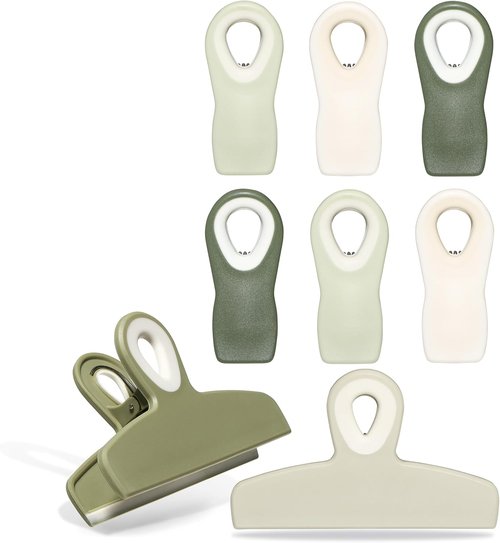 COOK WITH COLOR Bag Clips - Heavy-Duty Chip Clips with Air-Tight Seal | Sage, Pack of 8