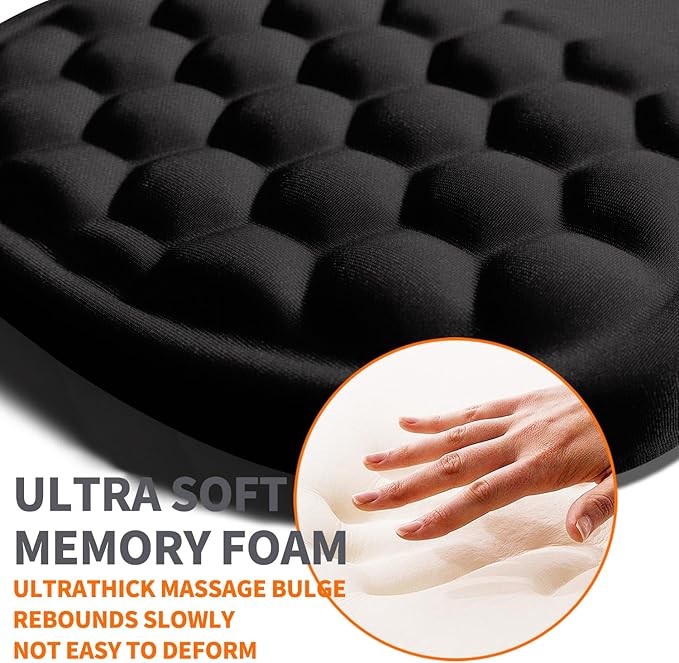 Armanza Ergonomic Joint Wrist Support Mouse Pad with Memory Foam Cushion Massage Bump, Carpal Tunnel Pain Relief Mousepad Slope Design for Wrist Rest, 11.8x7.9 in, Black