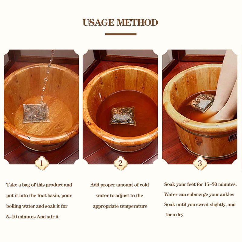 Herbal Foot Soak Bags - Ginger Detox Bath for Dry, Cracked Feet | 30-Pack Revitalizing Soak 900g