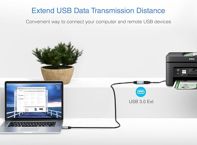BlueRigger Active USB 3.0 Extension Cable 3FT (5 Gbps USB Extender Cord) - Short USB Extension Cable for Webcam, VR Headset, Printer, Hard Drive, Keyboard, Mouse