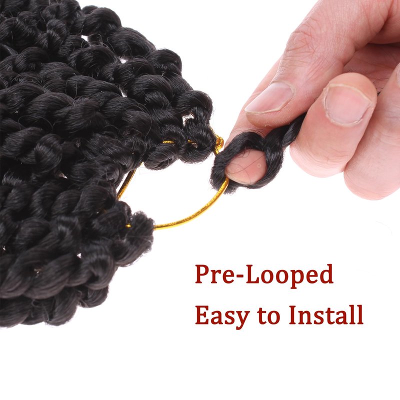 Xtrend 8 Packs Pre-twisted Passion Twist Crochet Hair 18 Inch Natural Black Pre-looped Crochet Braids Hair For Women Bohemian Synthetic Passion Braiding Hair Extension (8packs, 1B#)